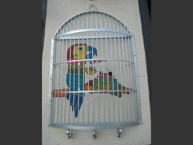 Caged Frog and Parrot wall mural